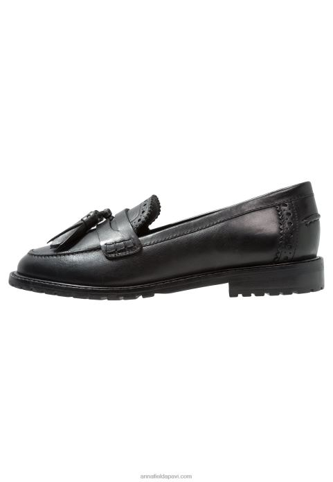 sievietes ādas slip-ons melni 2LHT1829 Anna Field