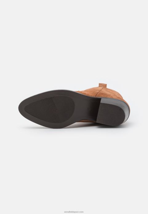 sievietes ādas kovboju/baikeru potīšu zābaku konjaks 2LHT2049 Anna Field