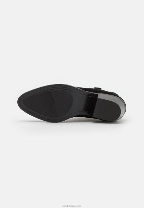 sievietes ādas kovboju/baikeru puszābaki melni 2LHT2050 Anna Field