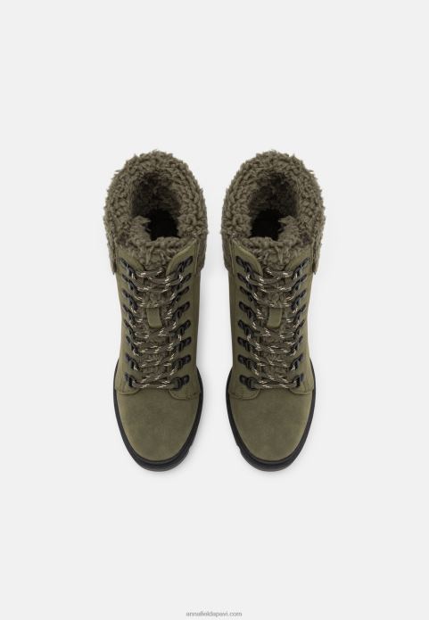 sievietes ādas šņorzābaki haki 2LHT2017 Anna Field