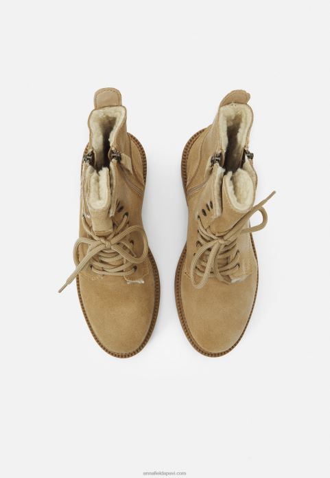 sievietes šņorzābaki smilškrāsas puszābaki 2LHT2028 Anna Field