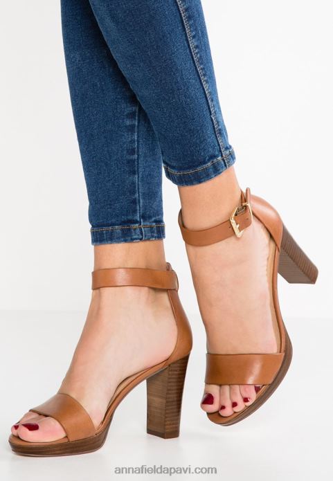 sievietes ādas augstpapēžu sandales konjaks 2LHT1549 Anna Field