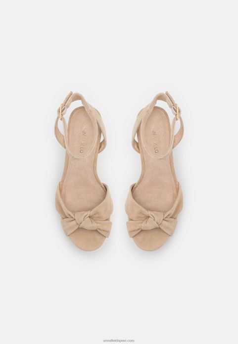 sievietes ādas augstpapēžu sandales smilškrāsas 2LHT1578 Anna Field