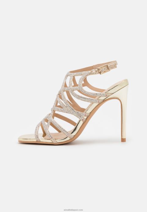 sievietes ādas augstpapēžu sandales zelta 2LHT1354 Anna Field