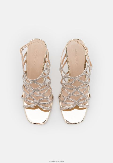 sievietes ādas augstpapēžu sandales zelta 2LHT1354 Anna Field