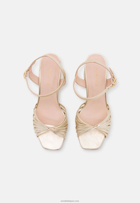 sievietes ādas augstpapēžu sandales zelta 2LHT1397 Anna Field