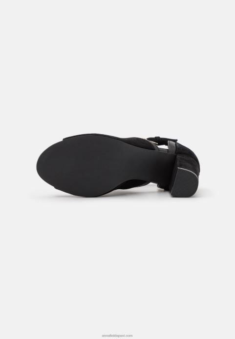sievietes ādas potītes sandales melnas 2LHT1314 Anna Field