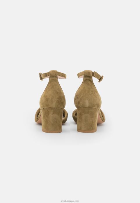 sievietes ādas sandales haki 2LHT1332 Anna Field