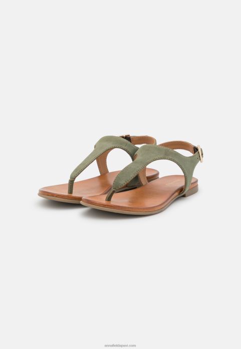 sievietes ādas sandales haki 2LHT1399 Anna Field