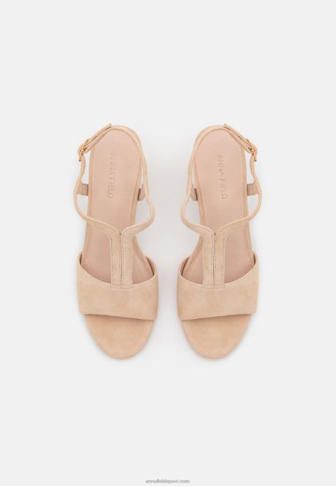 sievietes ādas sandales smilškrāsas 2LHT1335 Anna Field