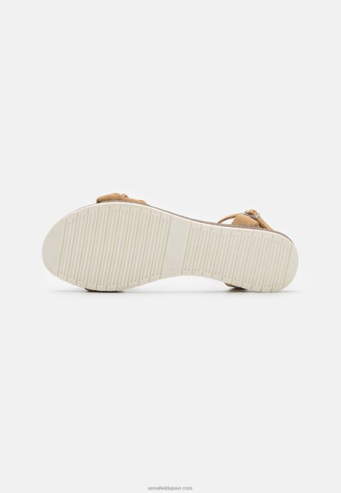 sievietes ādas sandales smilškrāsas 2LHT1357 Anna Field