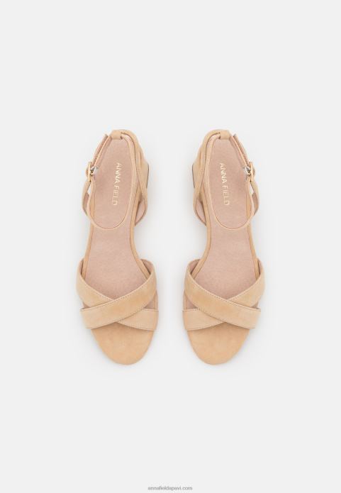 sievietes ādas sandales smilškrāsas 2LHT1359 Anna Field