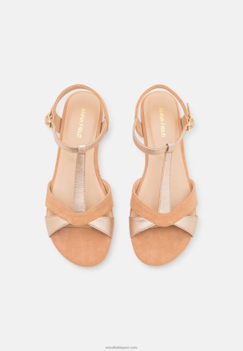 sievietes ādas sandales smilškrāsas 2LHT1385 Anna Field