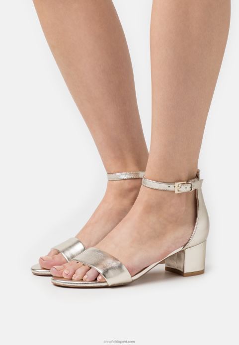 sievietes ādas sandales zelta 2LHT1301 Anna Field