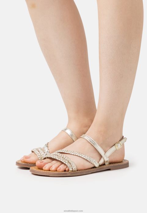 sievietes ādas sandales zelta 2LHT1337 Anna Field