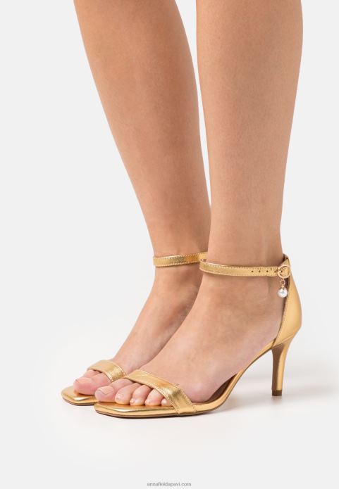 sievietes ādas sandales zelta 2LHT1409 Anna Field