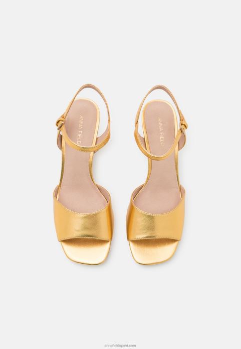 sievietes ādas sandales zelta 2LHT1423 Anna Field