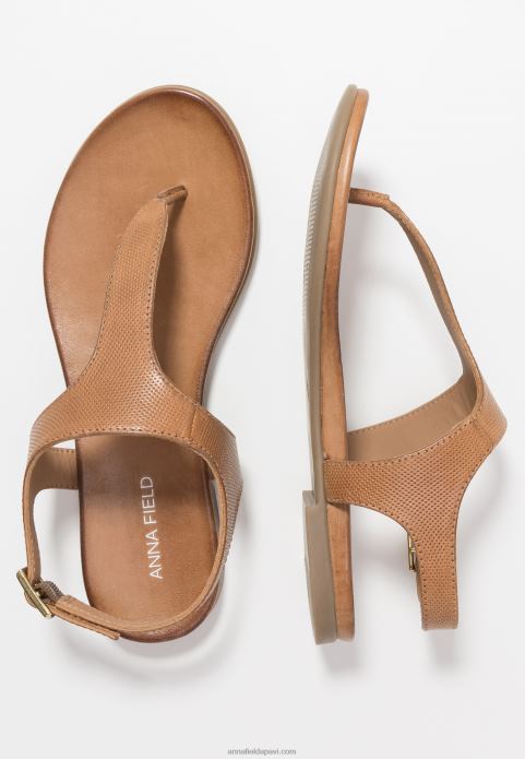 sievietes ādas t-bar sandales konjaks 2LHT1495 Anna Field