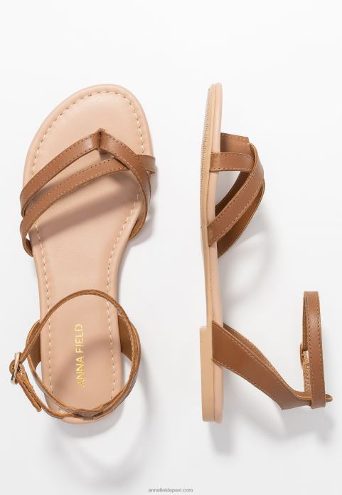 sievietes ādas t-bar sandales konjaks 2LHT1513 Anna Field