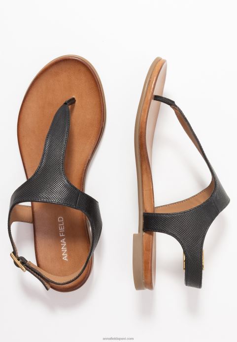 sievietes ādas t-bar sandales melnas 2LHT1521 Anna Field