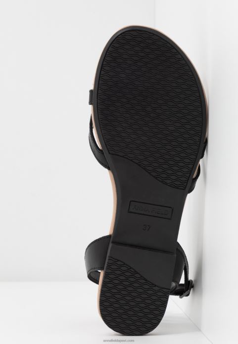 sievietes ādas t-bar sandales melnas 2LHT1523 Anna Field