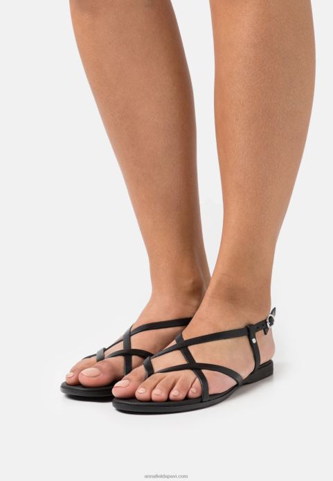 sievietes ādas t-bar sandales melnas 2LHT1532 Anna Field