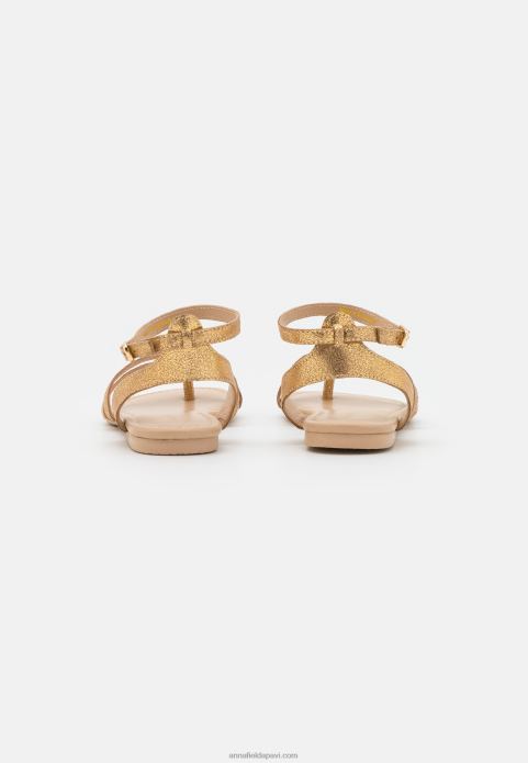 sievietes ādas t-bar sandales zelta 2LHT1529 Anna Field