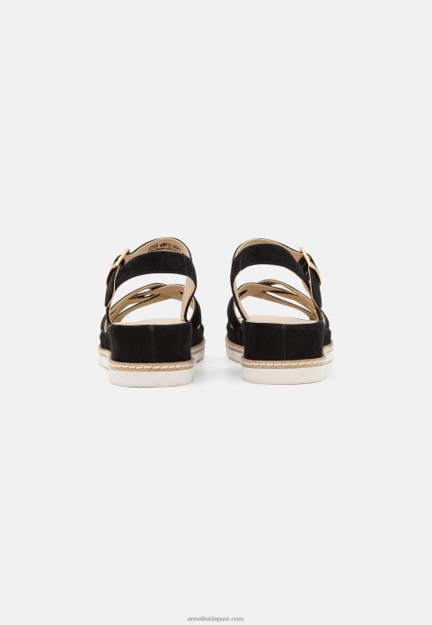 sievietes ādas ķīļveida sandales melnas 2LHT1488 Anna Field