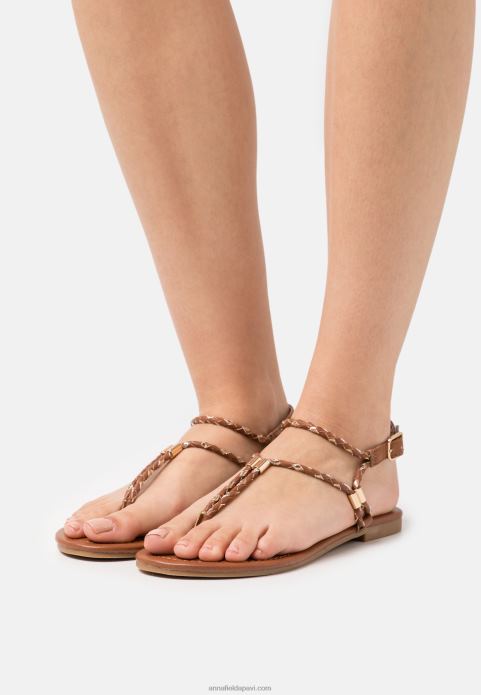 sievietes t-bar sandales konjaks/zelts 2LHT1512 Anna Field