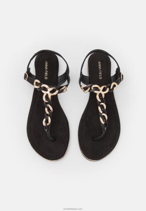 sievietes t-bar sandales melnas 2LHT1530 Anna Field