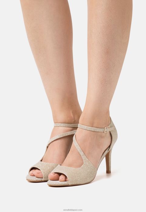sievietes zelta augstpapēžu sandales 2LHT1271 Anna Field
