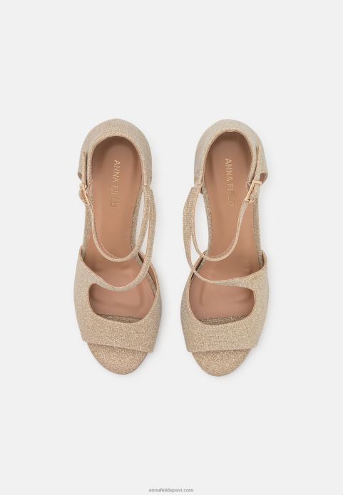 sievietes zelta augstpapēžu sandales 2LHT1271 Anna Field