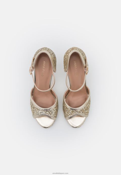 sievietes zelta augstpapēžu sandales 2LHT1442 Anna Field