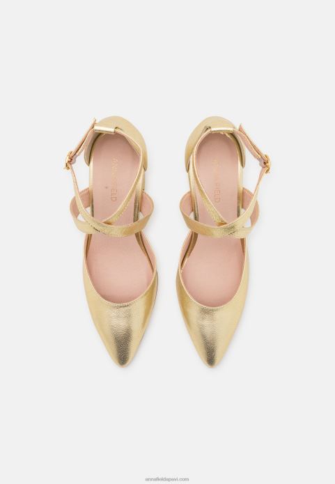 sievietes ādas klasiskie papēži zelta 2LHT1639 Anna Field