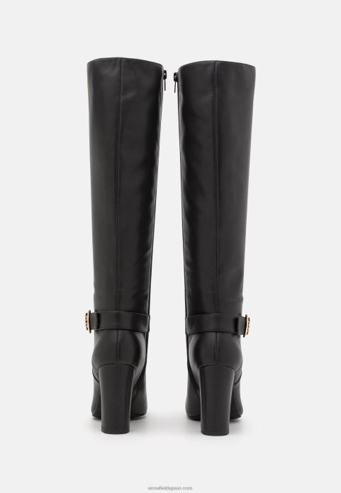 sievietes ādas augstpapēžu zābaki melni 2LHT2257 Anna Field