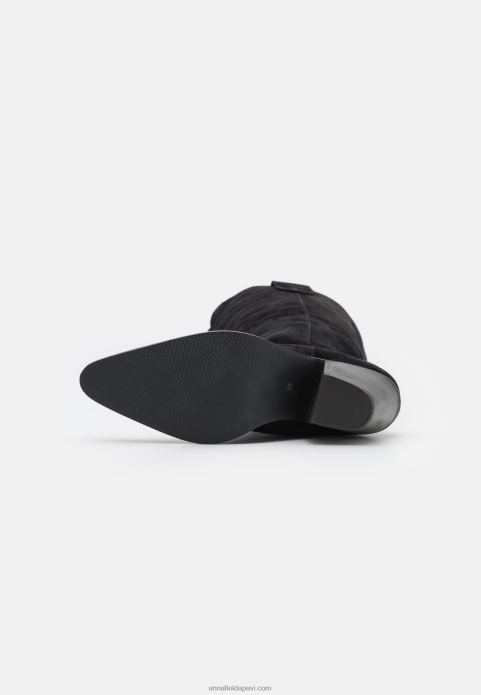 sievietes ādas kovboju/baikeru zābaki melni 2LHT2225 Anna Field