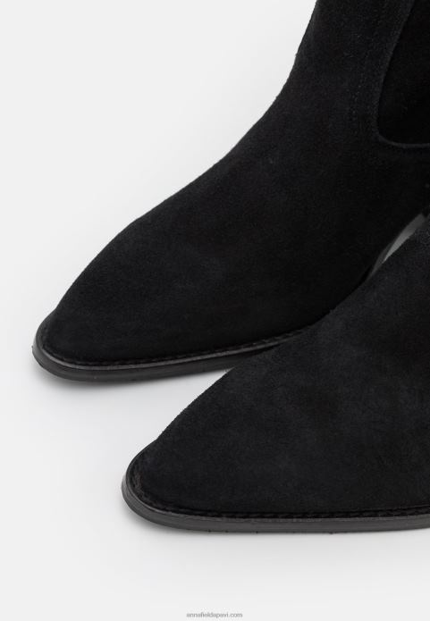 sievietes ādas kovboju/baikeru zābaki melni 2LHT2225 Anna Field