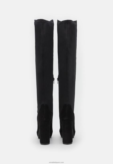 sievietes ādas zābaki virs ceļgaliem melni 2LHT2239 Anna Field