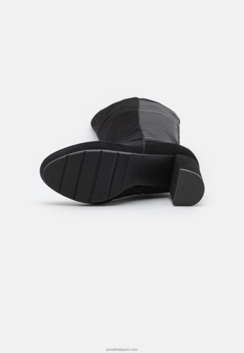 sievietes ādas zābaki virs ceļgaliem melni 2LHT2239 Anna Field