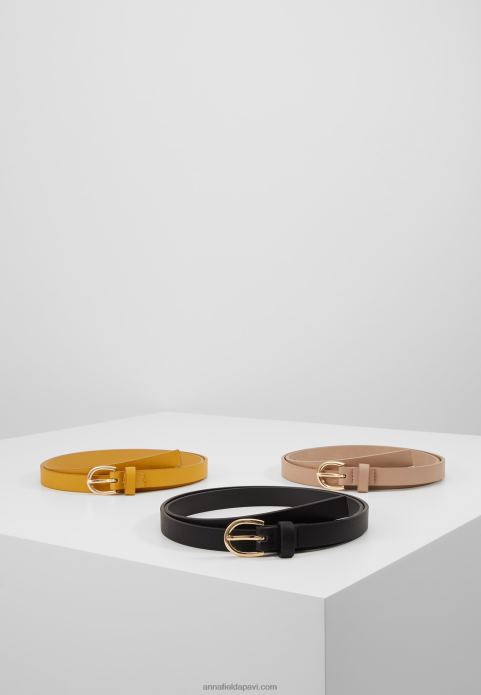 sievietes 3 komplektu jostasvieta melna/dzeltena/taup 2LHT2777 Anna Field
