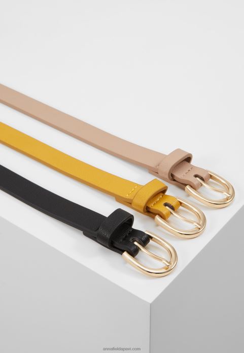 sievietes 3 komplektu jostasvieta melna/dzeltena/taup 2LHT2777 Anna Field