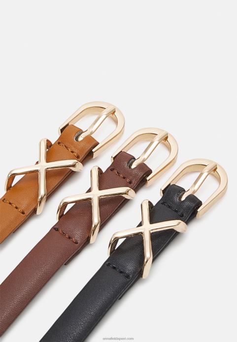 sievietes 3 paciņu josta melna/brūna/konjaks 2LHT2737 Anna Field