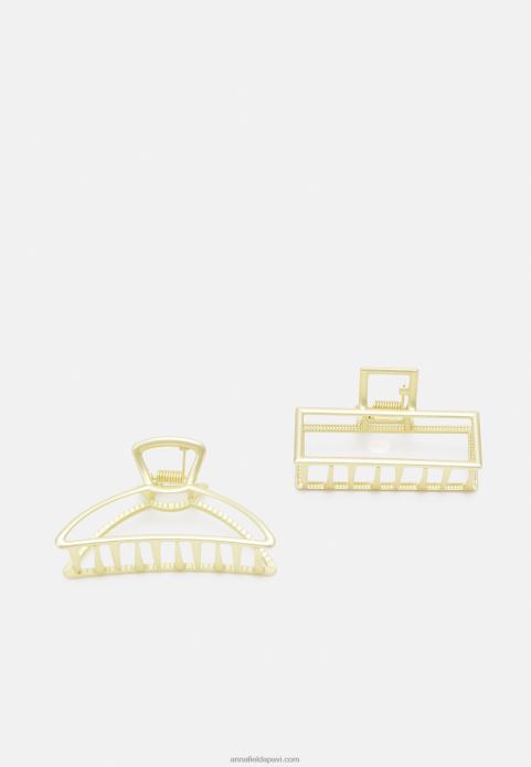 sievietes 2 iepakojumu matu veidošanas aksesuārs zelta krāsā 2LHT2668 Anna Field