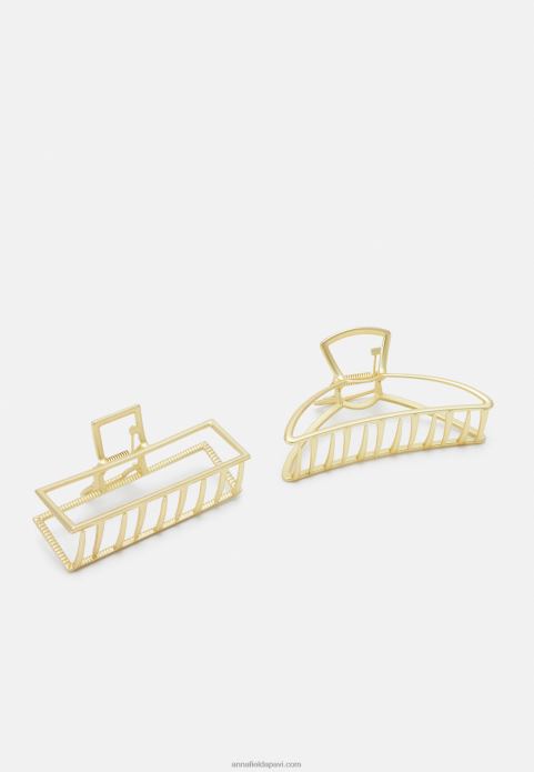 sievietes 2 iepakojumu matu veidošanas aksesuārs zelta krāsā 2LHT2669 Anna Field