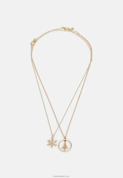 sievietes 4 iepakojumu kaklarota zelta krāsā 2LHT2658 Anna Field