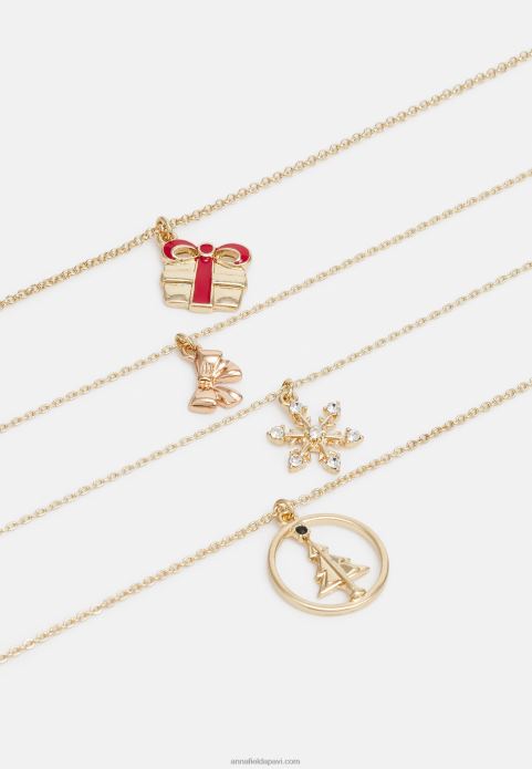 sievietes 4 iepakojumu kaklarota zelta krāsā 2LHT2658 Anna Field