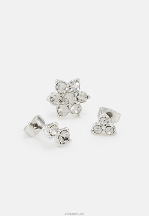 sievietes 5 iepakojuma auskari sudraba krāsā 2LHT2662 Anna Field