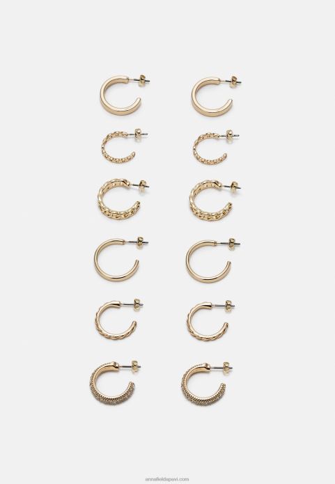 sievietes 6 paciņu auskari zelta krāsā 2LHT2661 Anna Field