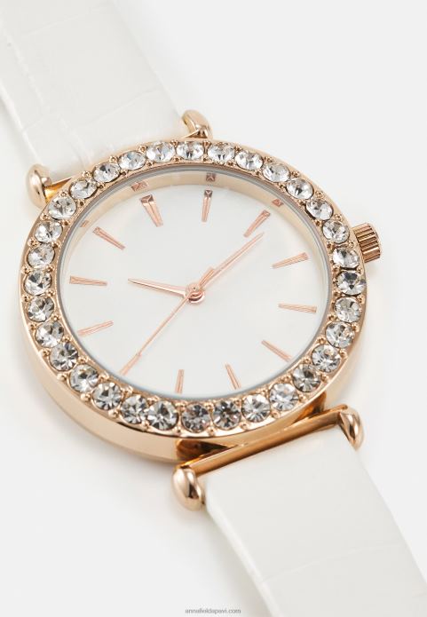 sievietes pulkstenis baltā/rozā zelta krāsā 2LHT2780 Anna Field