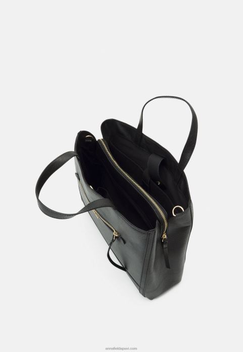 sievietes ādas klēpjdatora soma melna 2LHT2587 Anna Field